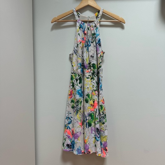 Express High Neck Flowy Floral Dress Multicolor Size 4 - Picture 1 of 9